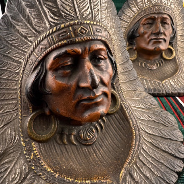 1920's American Indian Bookends from Judd Manufacturing