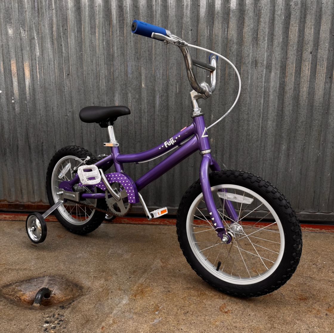 Used Fuji Rookie 16" Kid's Bike in Purple with Training Wheels