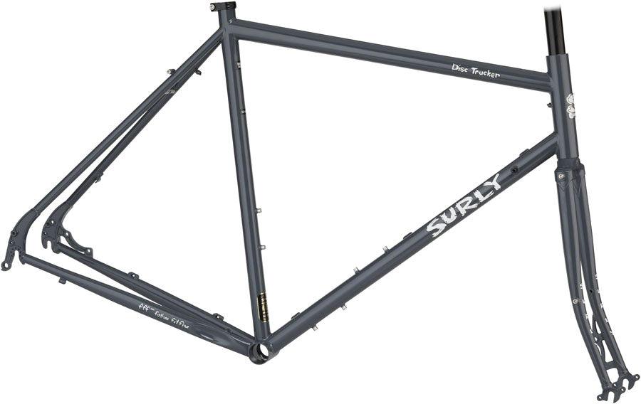 Surly Disc Trucker Frame and Fork - Multiple Sizes - Pea Lime Soup Green & Bituminous Gray- Brand New in Box