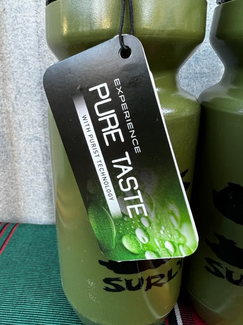 Brand New PAIR of Surly Moss / Olive Drab / Black 22 Oz Water Bottles By Purist