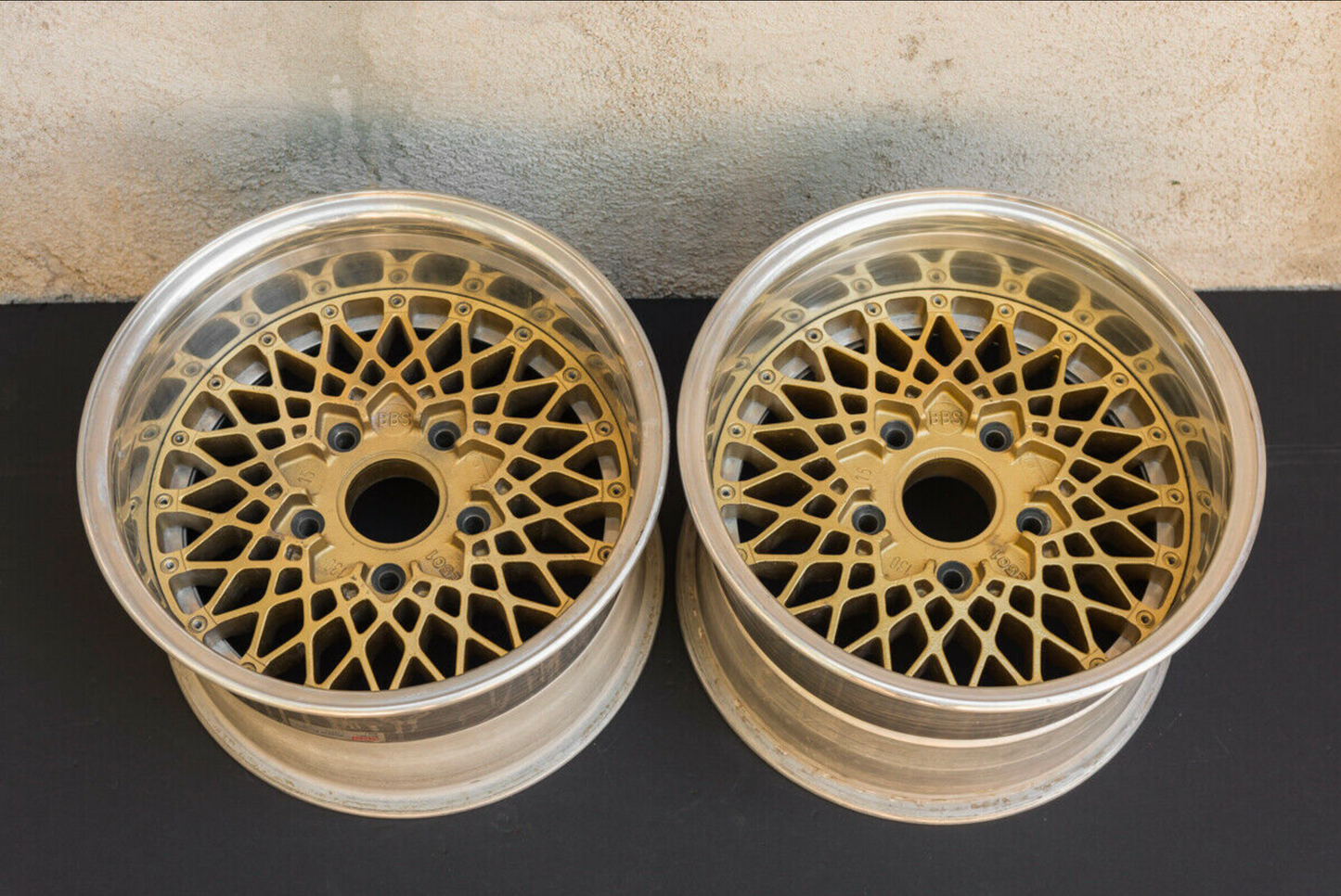 BBS Motorsport E50 15" x 10" PAIR Porsche 5x130 - Beautiful Magnesium Centers