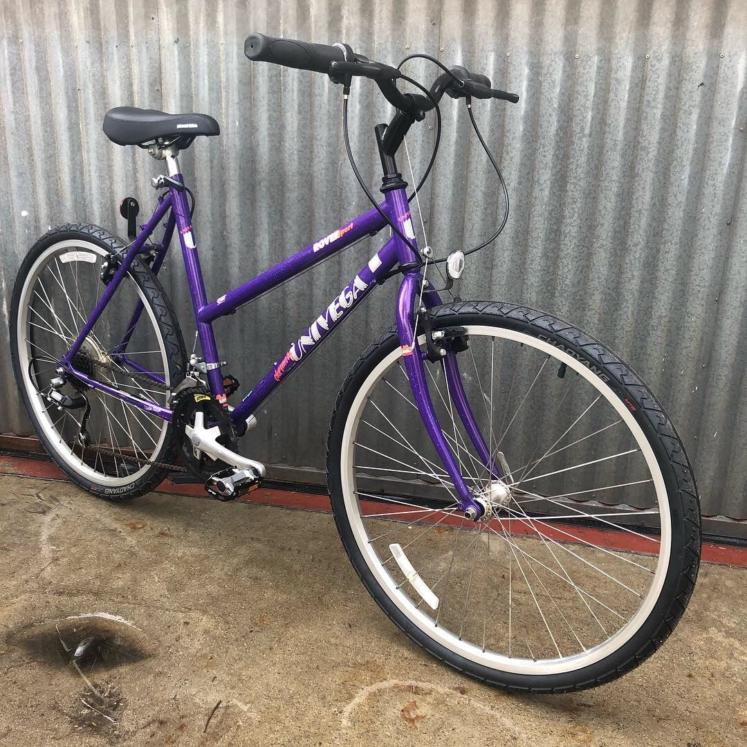 giant butte bicycle Univega Cool Splatter Purple/Blue Stepthrough Used Bicycle – Coco's Variety