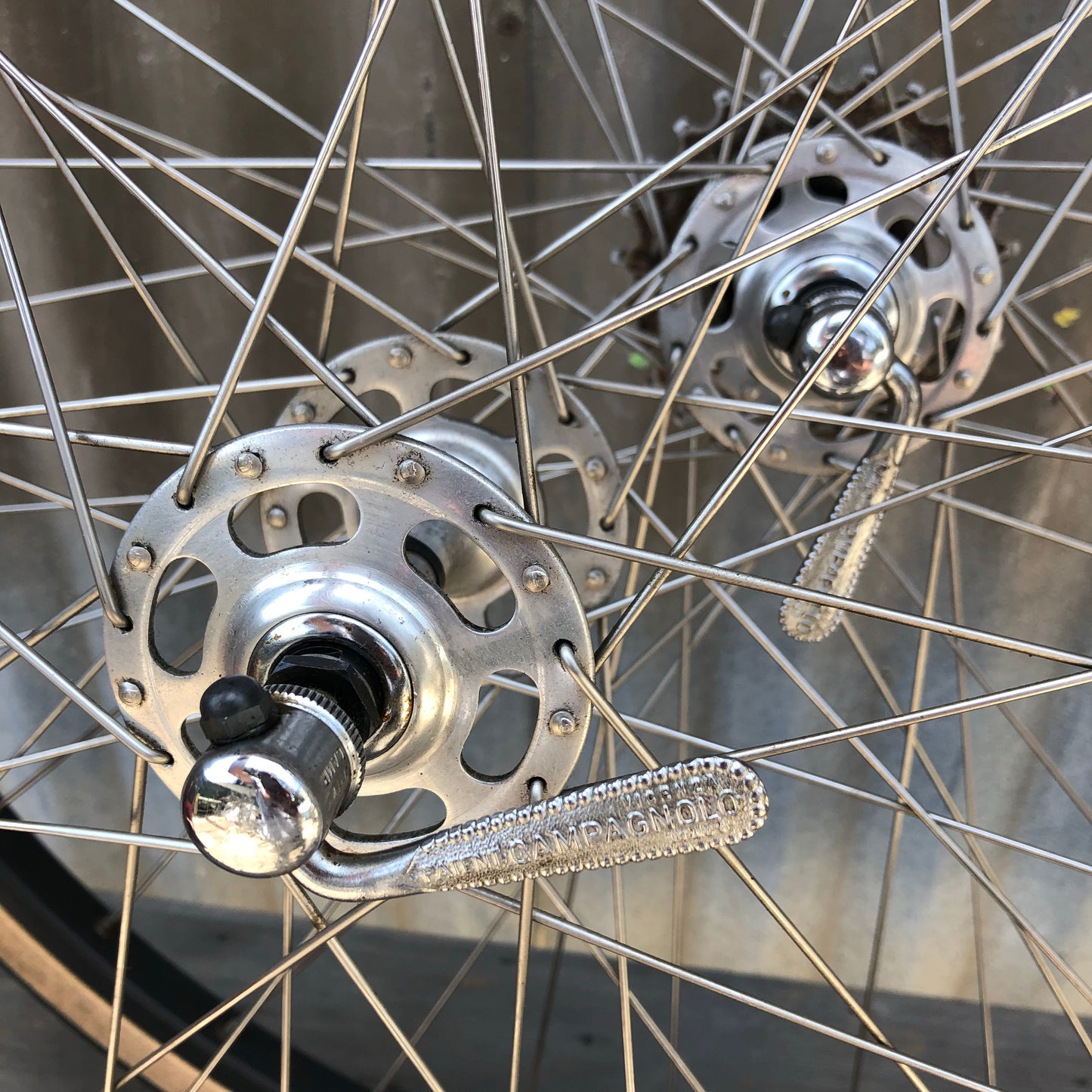 Vintage Campagnolo Wheelset - Record High Flange Hubs Laced with Stainless Spokes to Mavic MA-40s