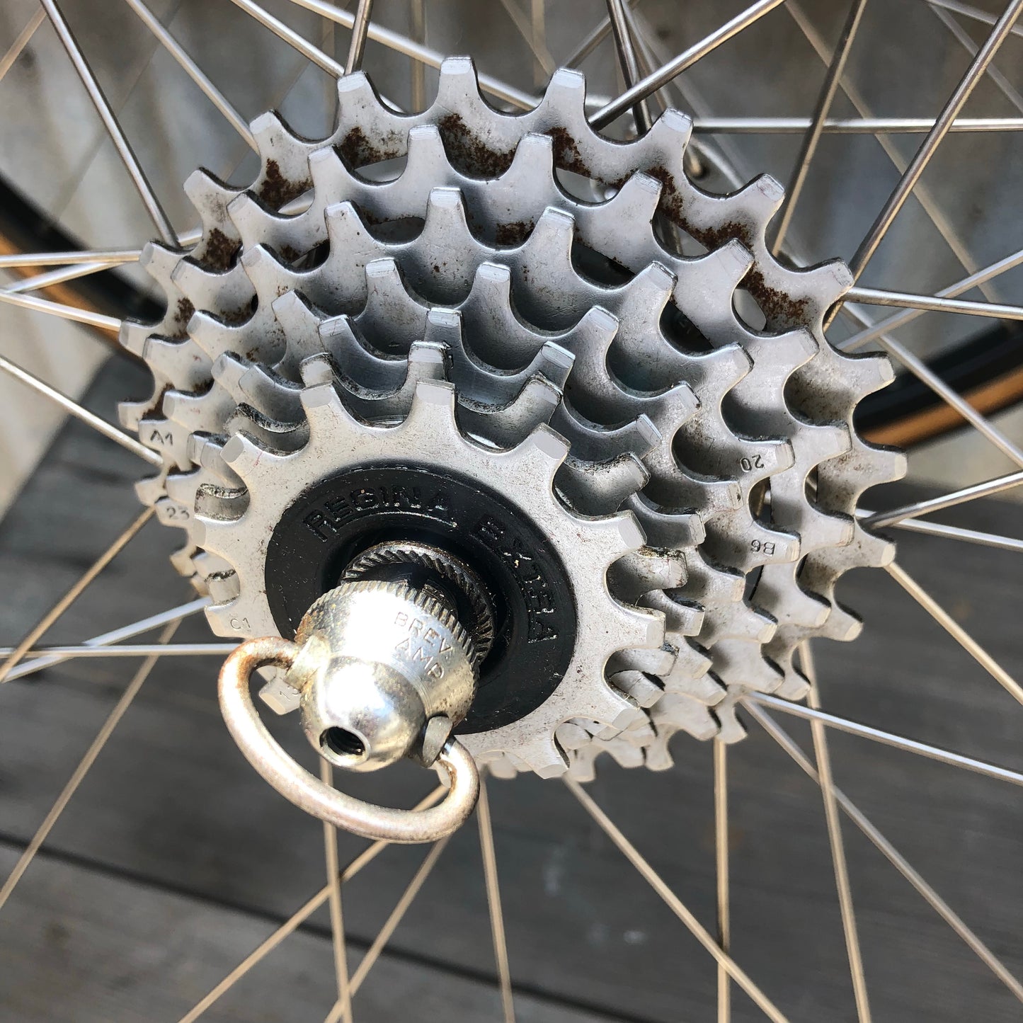 Vintage Campagnolo Wheelset - Record High Flange Hubs Laced with Stainless Spokes to Mavic MA-40s