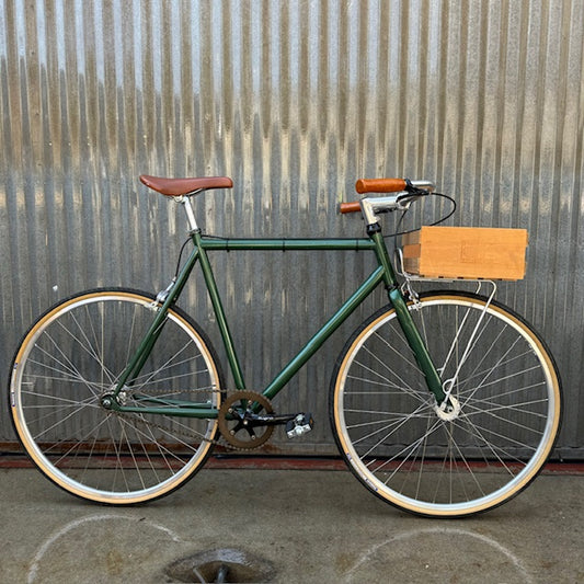 Gentlemen's City Bike - Green with Wood Crate Basket - Studio Rental