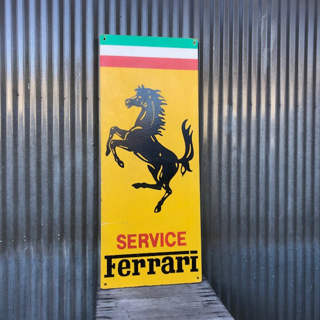 Ferrari - Hand Painted Sign - From Pasadena Independent Italian Repair Shop - Vintage