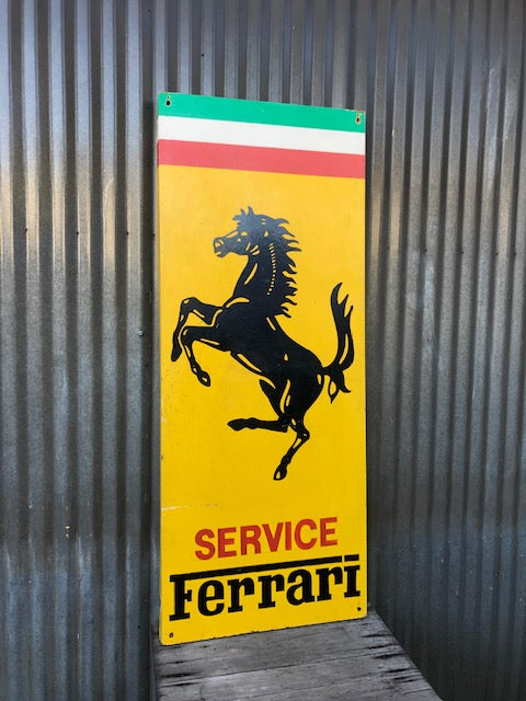 Ferrari - Hand Painted Sign - From Pasadena Independent Italian Repair Shop - Vintage